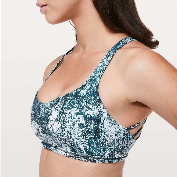 lululemon athletica Tops - Lululemon | Free to Be Wild Bra Teal White Wildwood Multi Size 4 Sports Bra